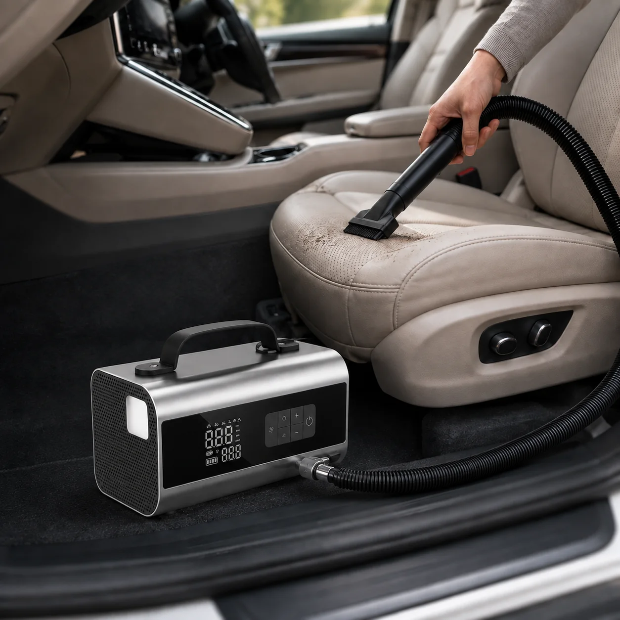 VJS-001 multifunctional jump starter used for vehicle interior vacuum cleaning