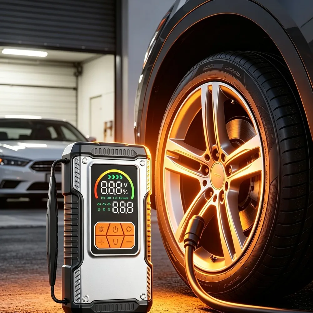 VJS-004 product detail beside a vehicle tire