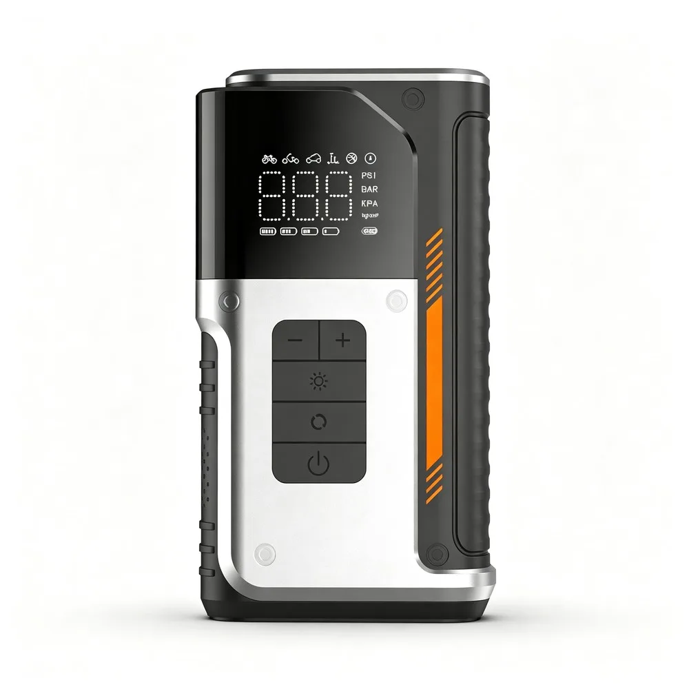 VJS-007 multifunctional jump starter with tire inflator on white background