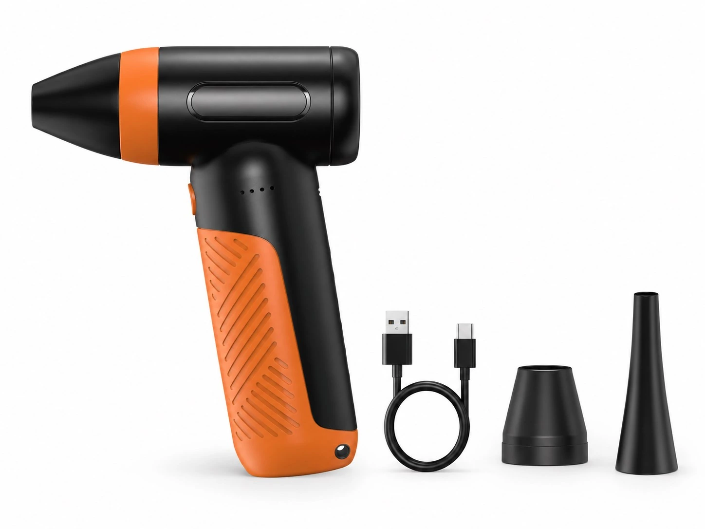VAD-002 main unit with USB charging cable, short nozzle and long nozzle attachment